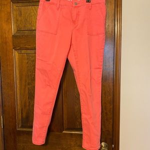 Ladies coral colored jeans